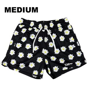 Kill Crew Daisy Print Athletic Shorts Mens Medium Black Drawstring Gym Light